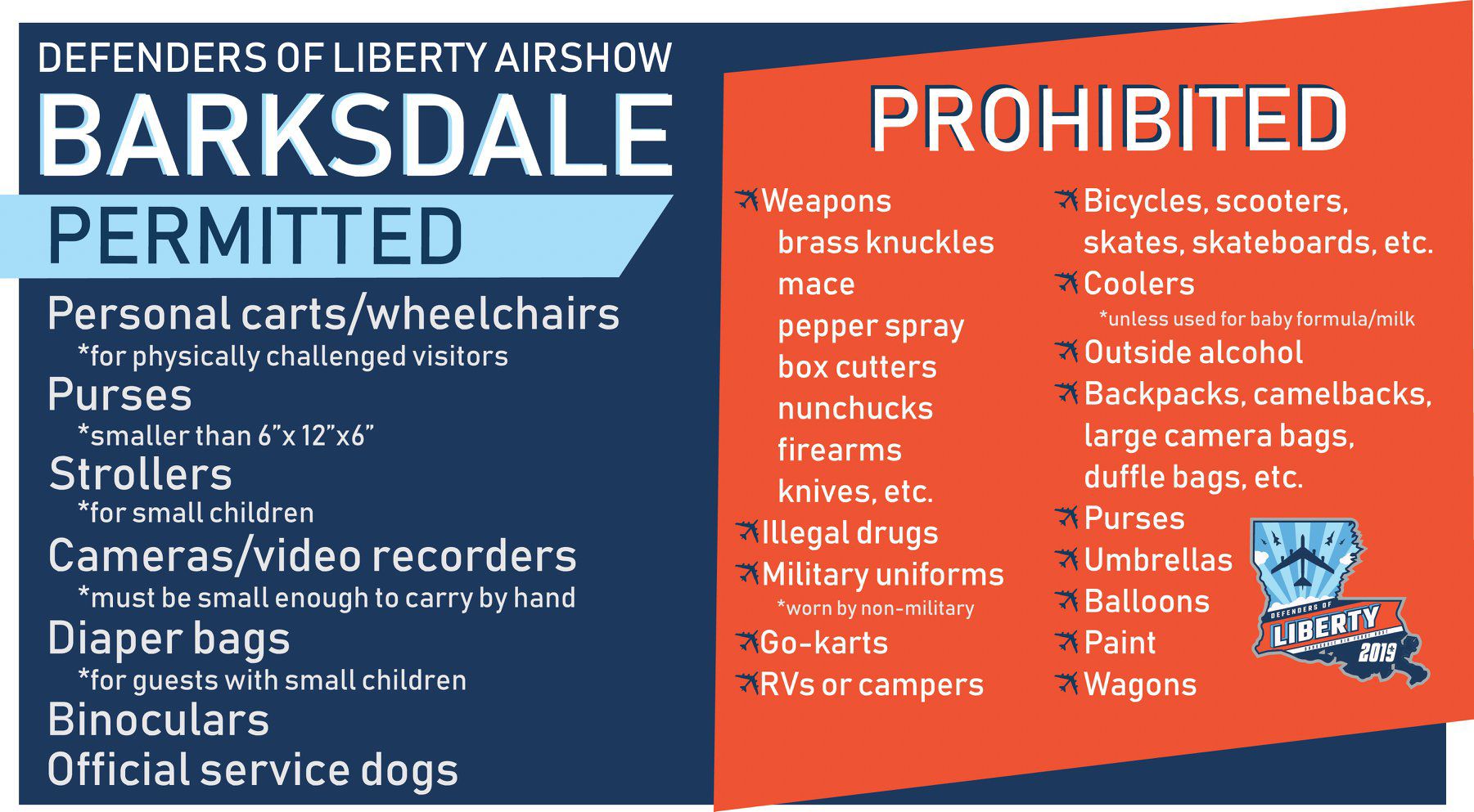 permitted and prohibited items